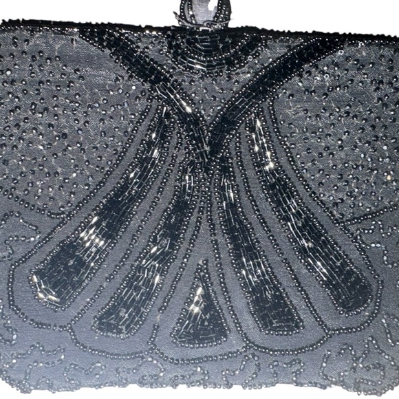 Vintage small black beaded clutch - Picture 2 of 7